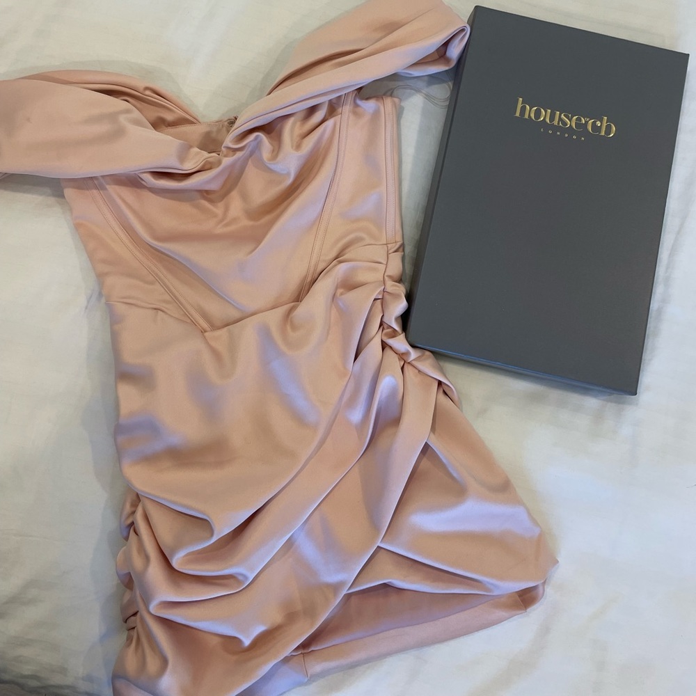 House of CB- Coraline- BLUSH SATIN CORSET DRESS—- size medium - Picture 2 of 4